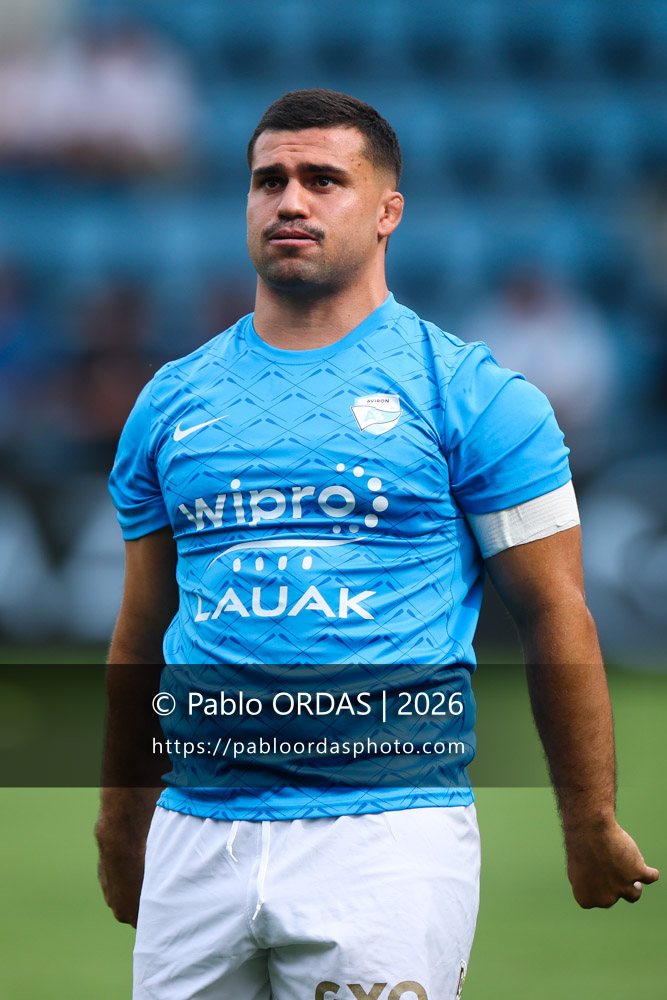 Guillaume Cramont, lors du match de Top 14 entre l'Aviron bayonnais et le Stade français Paris, le 3 octobre 2026 au stade Jean Dauger de Bayonne, France (Photo Pablo ORDAS)