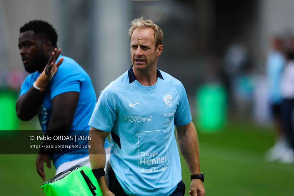 Nick Abendanon, lors du match de Top 14 entre l'Aviron bayonnais et le Stade français Paris, le 3 octobre 2026 au stade Jean Dauger de Bayonne, France (Photo Pablo ORDAS)