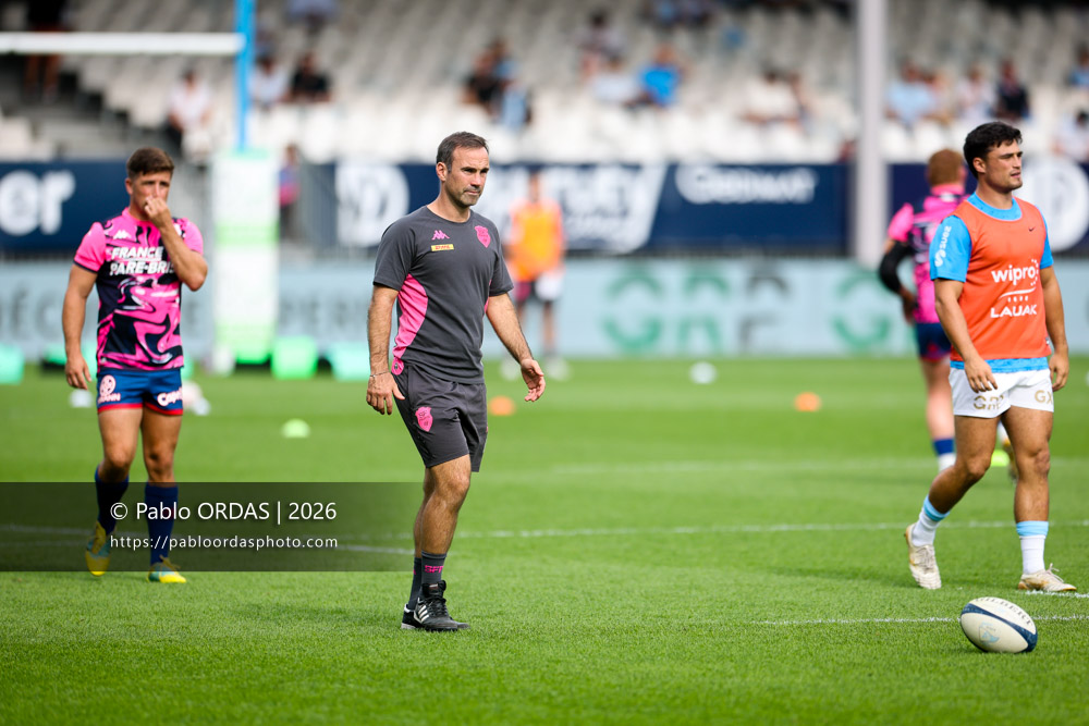 Morgan Parra, lors du match de Top 14 entre l'Aviron bayonnais et le Stade français Paris, le 3 octobre 2026 au stade Jean Dauger de Bayonne, France (Photo Pablo ORDAS)