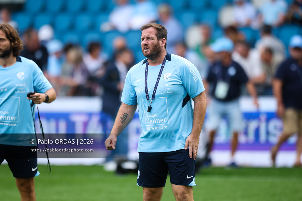 Camille Lopez, lors du match de Top 14 entre l'Aviron bayonnais et le Stade français Paris, le 3 octobre 2026 au stade Jean Dauger de Bayonne, France (Photo Pablo ORDAS)
