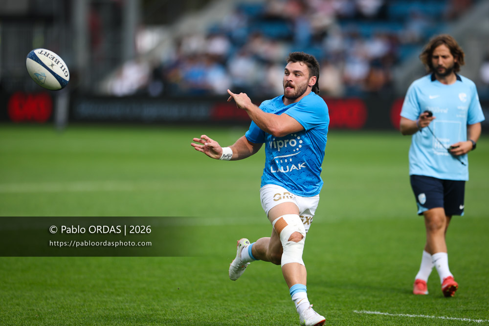 Mateo Carreras, lors du match de Top 14 entre l'Aviron bayonnais et le Stade français Paris, le 3 octobre 2026 au stade Jean Dauger de Bayonne, France (Photo Pablo ORDAS)