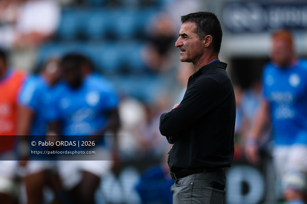 Laurent Etchebarne, lors du match de Top 14 entre l'Aviron bayonnais et le Stade français Paris, le 3 octobre 2026 au stade Jean Dauger de Bayonne, France (Photo Pablo ORDAS)