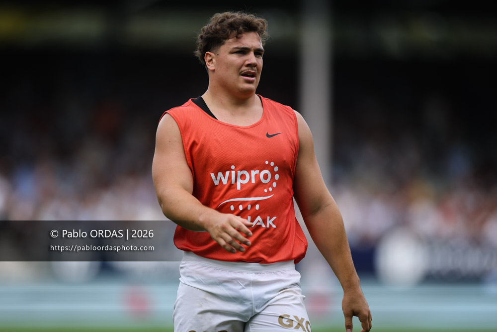 Lucas Martin, lors du match de Top 14 entre l'Aviron bayonnais et le Stade français Paris, le 3 octobre 2026 au stade Jean Dauger de Bayonne, France (Photo Pablo ORDAS)